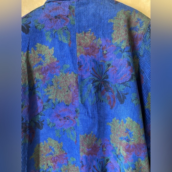 Fox Run Vintage Vibrant Blue Corduroy Floral Sport Coat Blazer 80s Size 15/16 - Picture 10 of 10